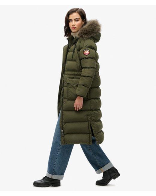 Superdry Lange Everest Jas Met Imitatiebont in het Green
