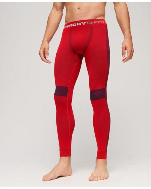Superdry Red Sport Seamless Base Layer leggings for men