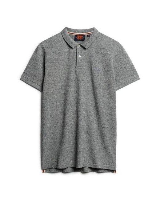 Superdry Gray Classic Pique Polo Shirt for men