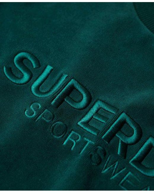 Sweat ras-du-cou ample à motif en velours Superdry en coloris Green