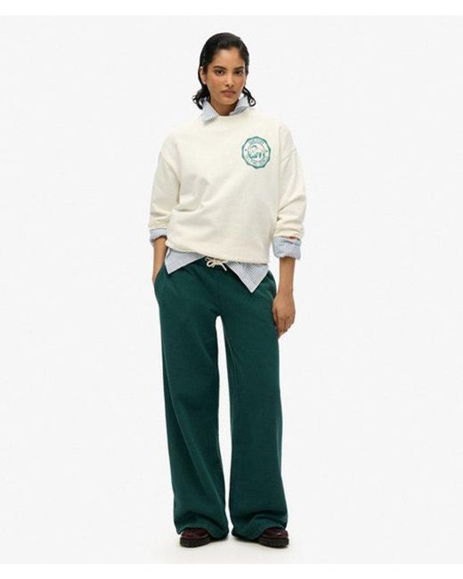 Superdry White Essential Logo Wide Leg Joggers