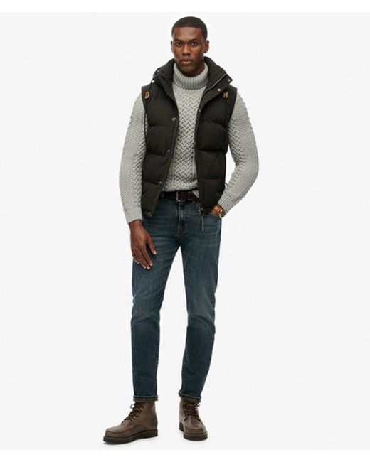 Superdry Black & Co Everest Fully Lined Logo Embroidered Hooded Puffer Gilet for men