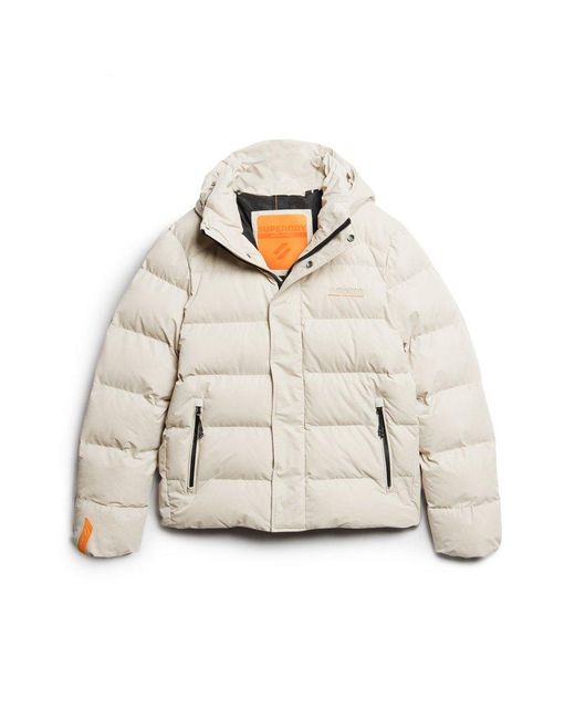 Superdry Hooded Microfibre Sports Puffer Jacket in Natural for Men | Lyst