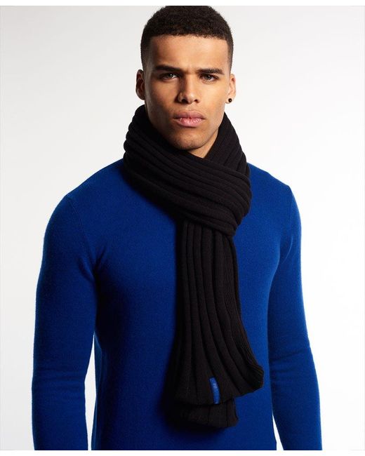 Superdry Ie Classic Scarf Black in Blue for Men | Lyst