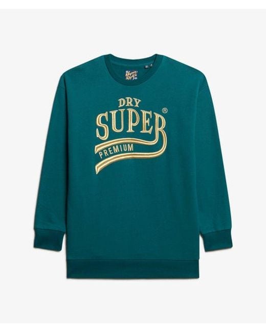Superdry Blue Luxe Metallic Logo Sweat Dress