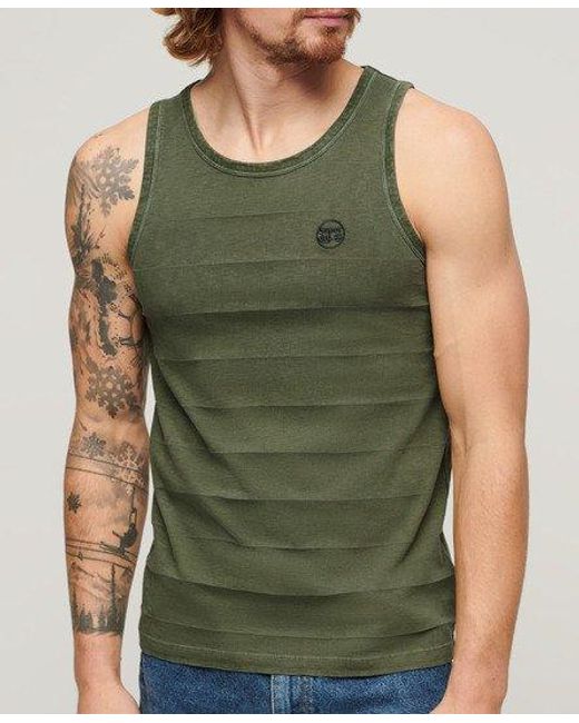 Superdry Green Organic Cotton Vintage Texture Tank Top for men