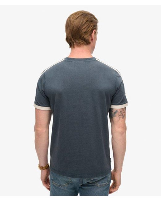 Superdry Blue & Co Essential Logo Retro Striped Crew Neck T-shirt for men