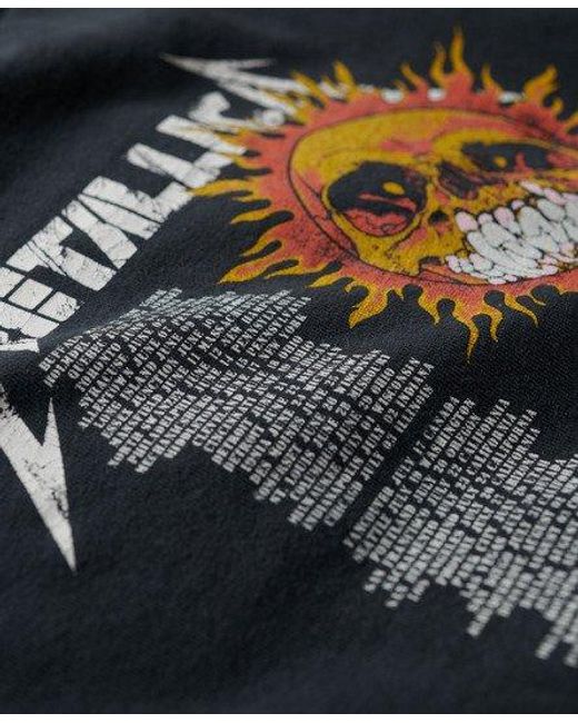 Superdry Black Metallica X Cap Sleeve Band T-shirt