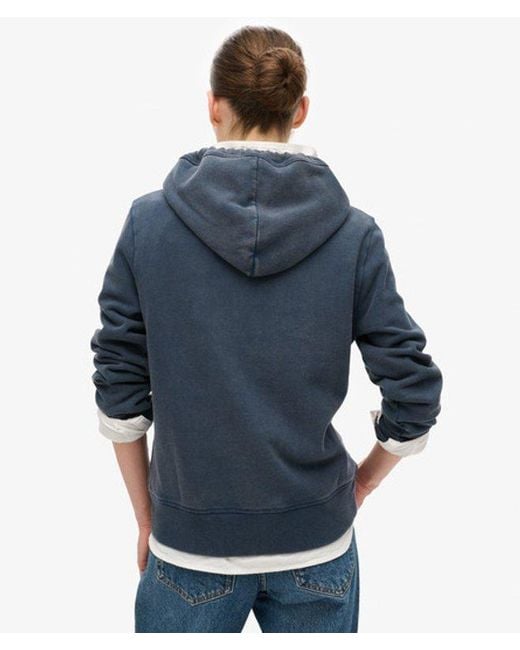 Sweat à capuche à logo essential half brushed Superdry en coloris Blue