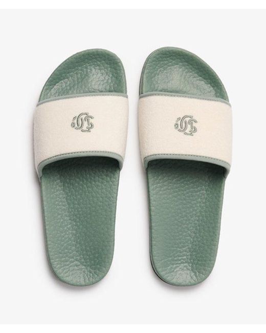 Superdry Green & Co Towelling Pool Sliders