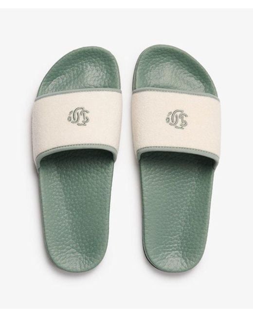 Superdry Green & Co Towelling Pool Sliders