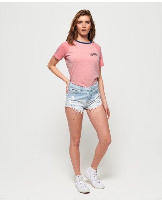 Superdry Pink 54 Goods Raglan T-Shirt Flamingo Snowy/Sun Kissed Coral Snowy