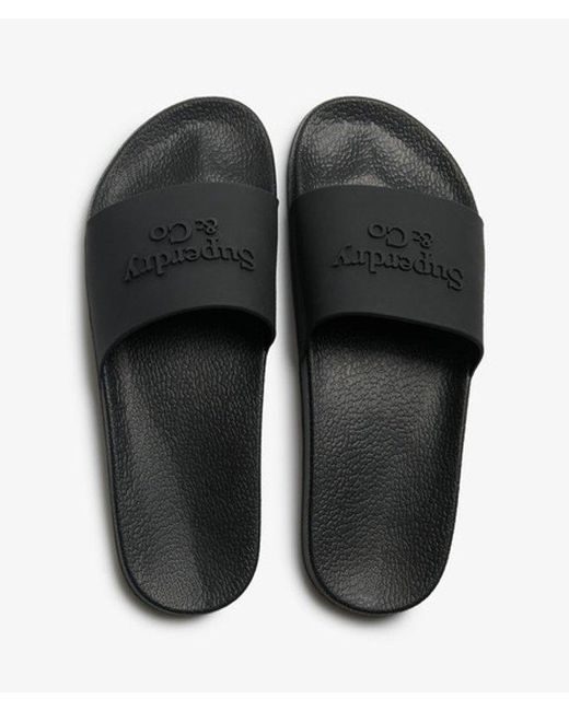 Superdry Black & Co Company Logo High Build Sliders for men