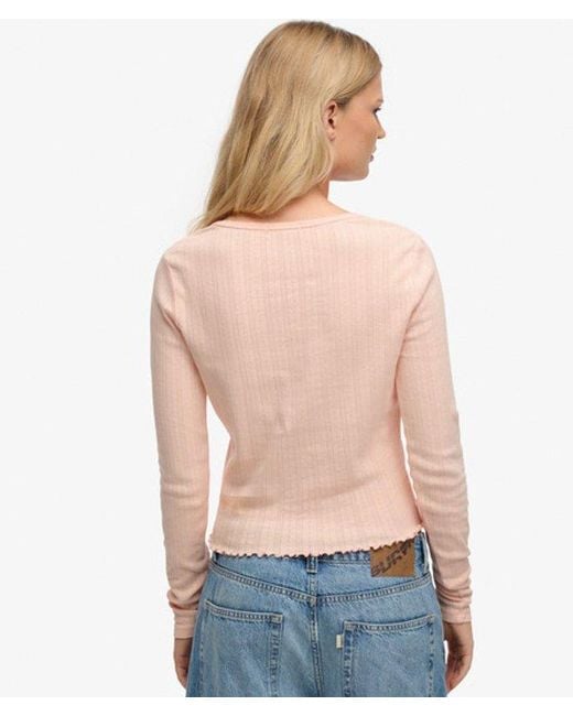 Superdry Blue & Co Athletic Essential Pointelle Cardigan