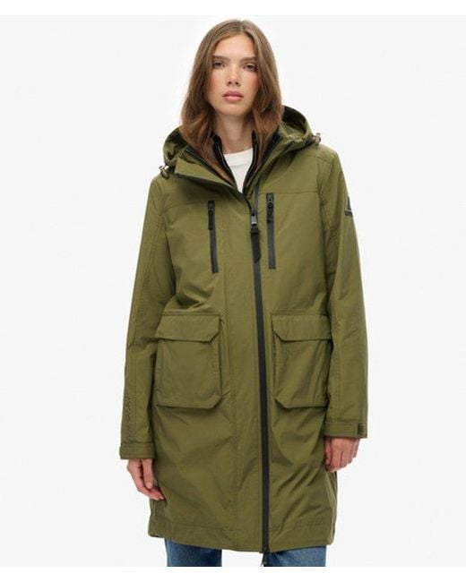 Superdry Lange Shell Parka Met Capuchon in het Green