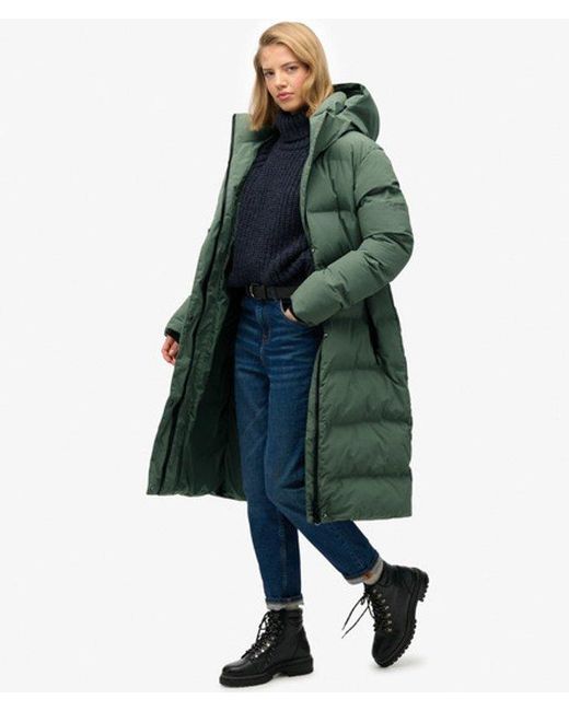 Superdry Green & Co Hooded Long Puffer Jacket