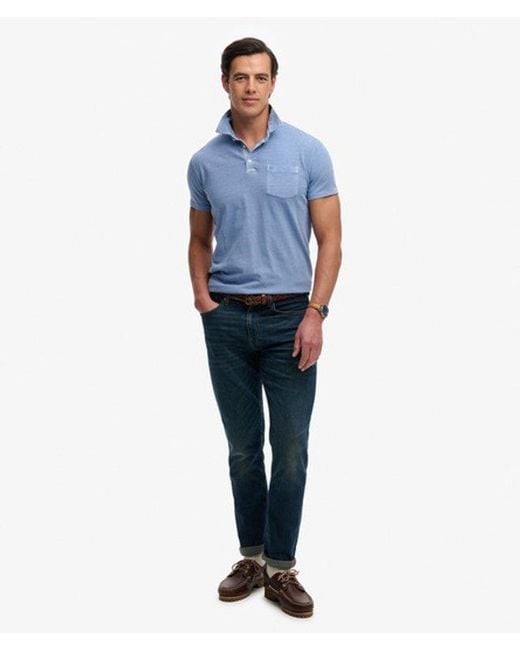 Superdry Blue & Co Classic Cotton Linen Polo Shirt for men