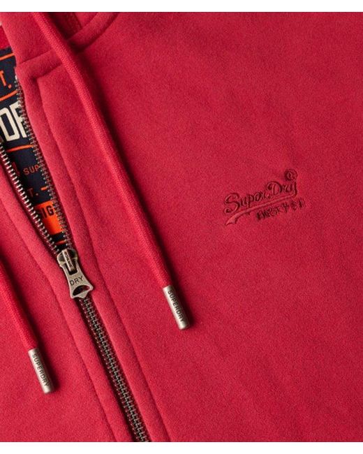 Superdry Red & Co Essential Logo Half Brushed Zip Hoodie for men