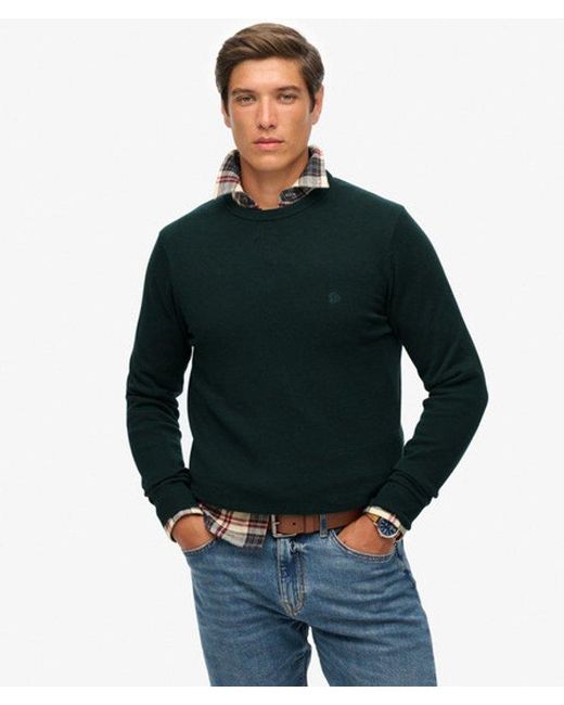 Superdry Blue Essentials Cotton Jumper for men