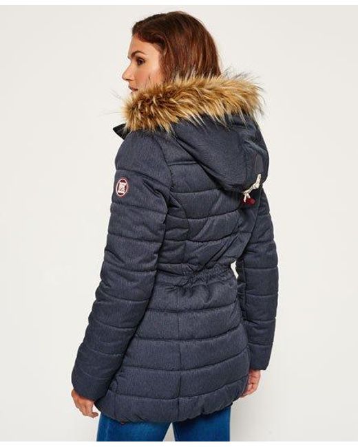 Superdry Blue Tall Marl Toggle Puffle Jacket Marl