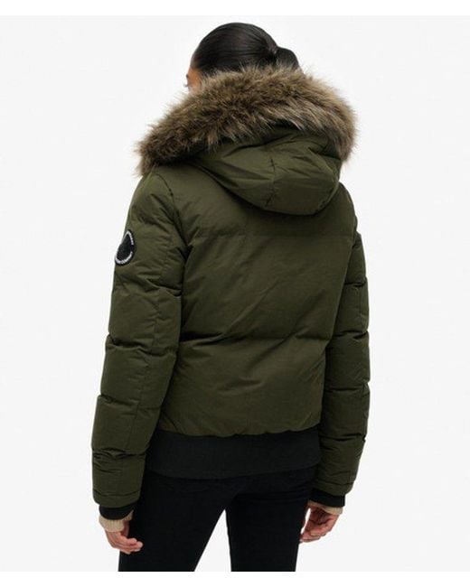 Superdry Green Everest Microfibre Ella Bomber Jacket