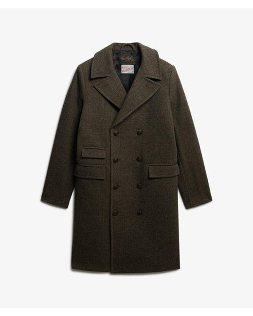 Superdry Black & Co The Merchant Store - Wool Blend Long Coat for men