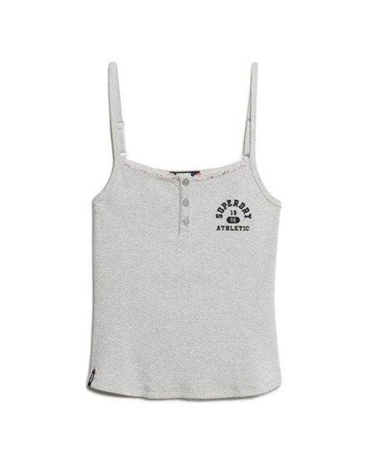 Superdry Gray Athletic Essentials Graphic Button Cami