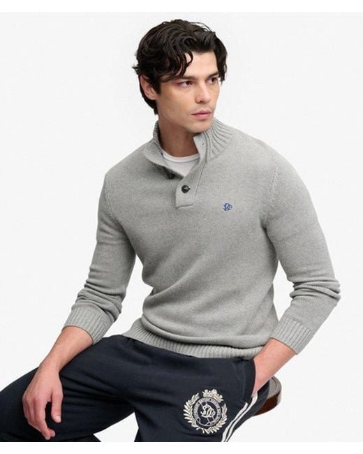 Superdry Gray & Co Cotton Button Henley Jumper for men