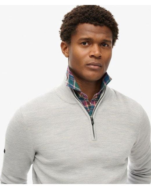 Superdry Gray & Co Lightweight Knitted Merino Half Zip Jumper for men