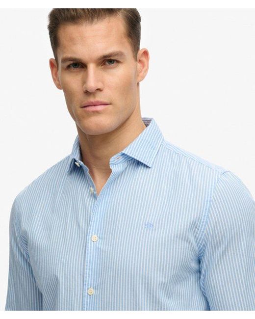 Superdry Blue & Co Cut Away Poplin Long Sleeve Shirt for men