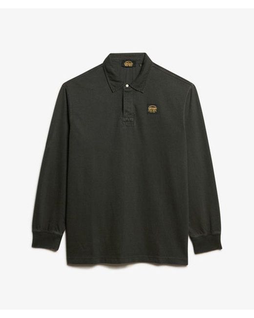 Superdry Black & Co Long Sleeved Contrast Stitch Rugby Shirt for men