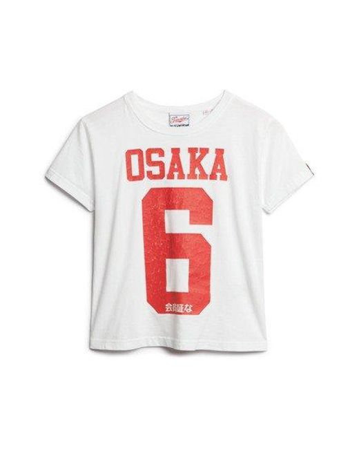 Superdry White Osaka 6 Cracked Print 90s T-shirt