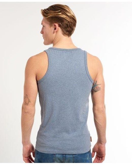 Superdry Blue Vintage Embroidery Vest Top Pearl Marl/Neon/Snow for men