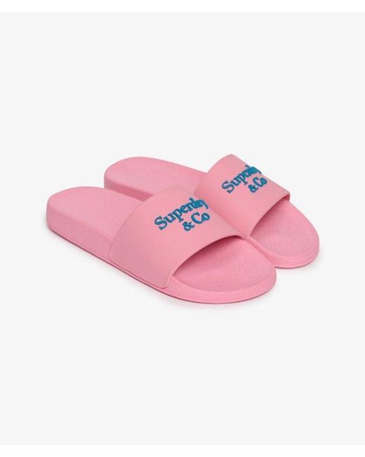 Superdry Pink & Co Pool Sliders