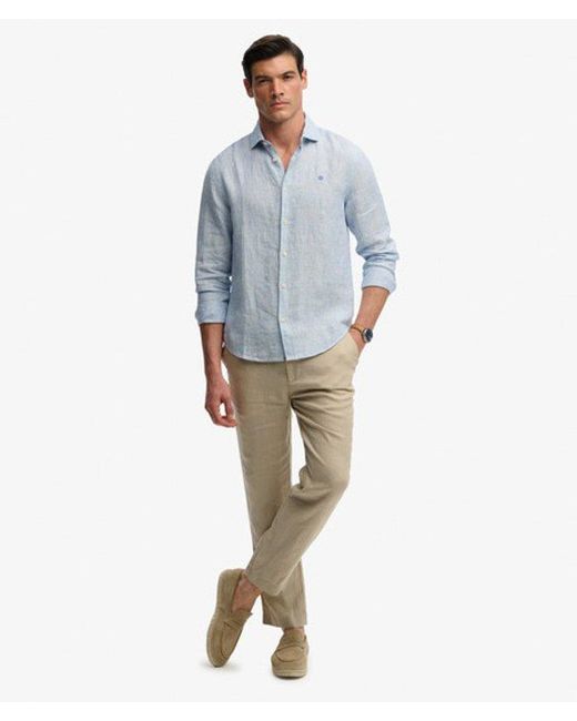 Superdry Blue & Co Riviera Long Sleeve Linen Shirt for men