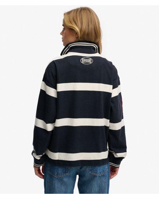 Superdry Blue & Co Crest Stripe Rugby Top