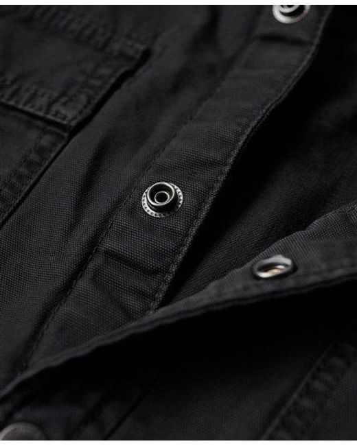 Superdry Black Organic Cotton Canvas Workwear Overshirt for men