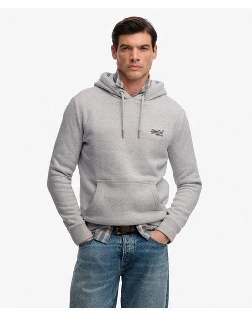 Homme Sweat À Capuche Logo Vintage Brodé Taille Superdry pour homme en coloris Gray