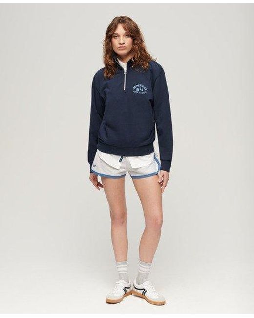 Superdry Athletic Essentials Sweatshirt Met Halve Rits in het Blue