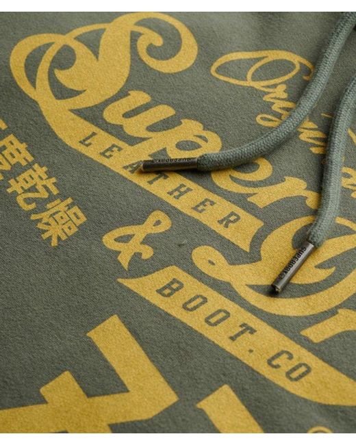 Superdry Green & Co Leather & Boot Co Script Hoodie for men