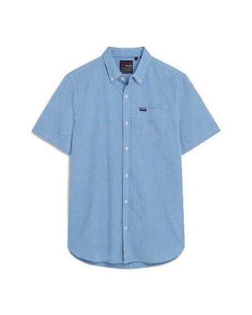 Superdry Seersucker Overhemd Met Korte Mouwen in het Blue voor heren