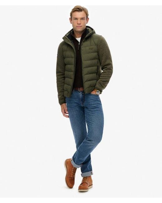 Superdry Green Hooded Storm Knit Hybrid Jacket for men