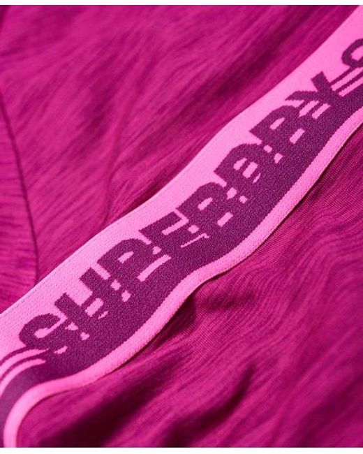 Superdry Red Core Taped Half Zip Hoodie Raspberry Marl