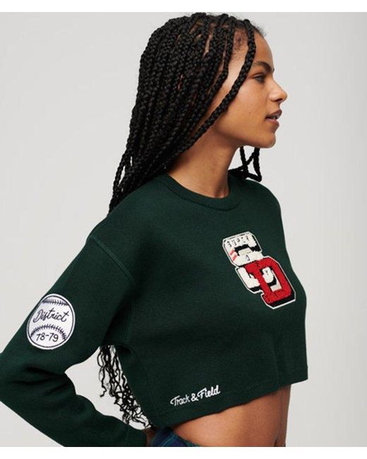 Superdry Black & Co Varsity Cropped Crew Jumper