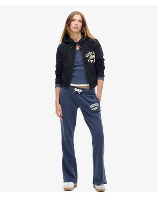 Superdry Athletic Essentials joggingbroek Met Lage Taille En Wijde Pijpen in het Blue