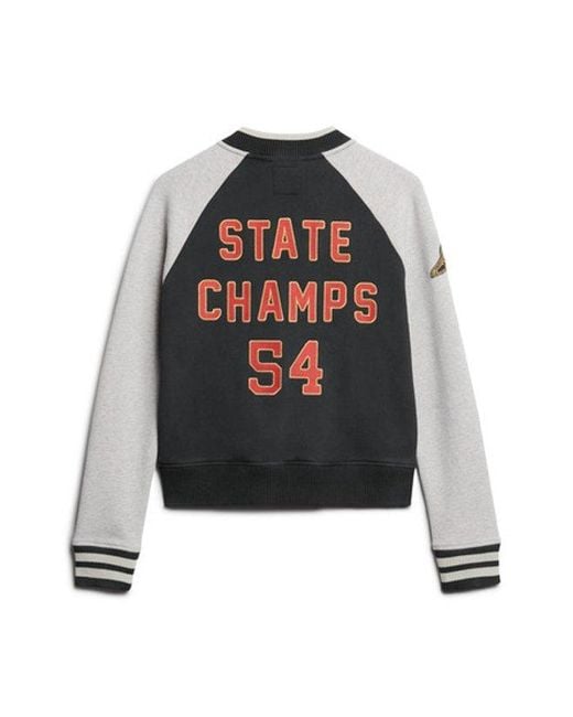 Superdry Blue & Co College Script Graphic Jersey Bomber Jacket