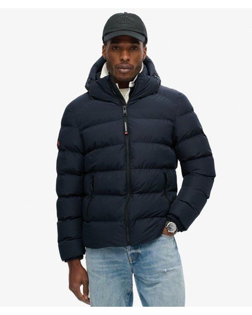 Superdry Black & Co Hooded Sports Puffer Jacket for men