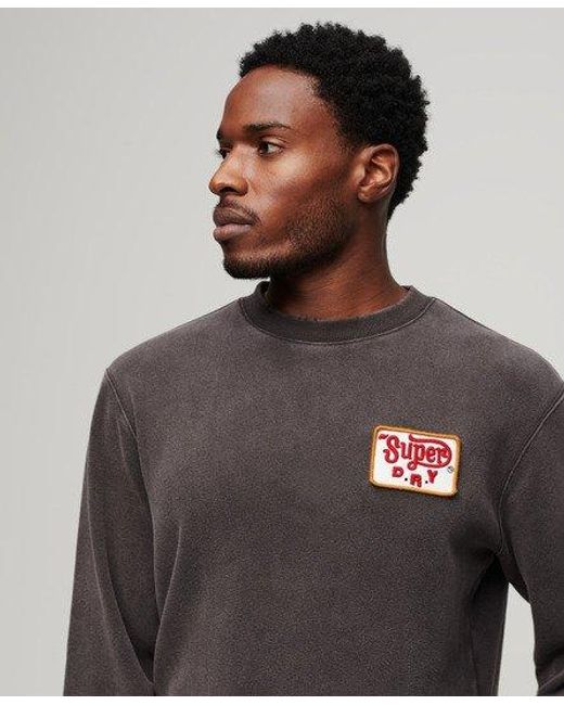 Superdry Gray Loose Fit Embroidered Logo Mechanic Crew Sweatshirt for men