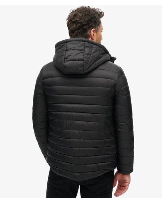 Superdry Black Fully Lined Hooded Fuji Sport Padded Jacket for men