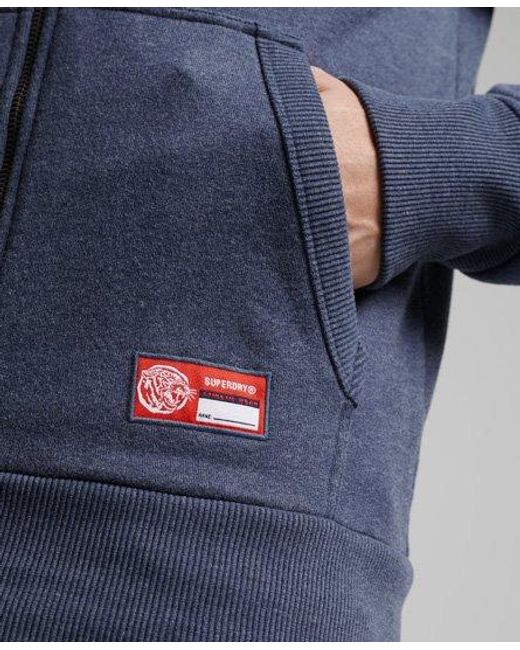 Superdry Blue Track & Field Zip Hoodie Princedom Marl for men